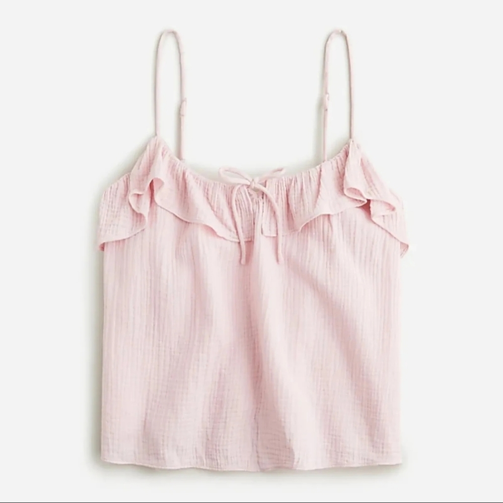J. Crew Ruffle Soft Gauze Camisole in Pink - Size M NWT